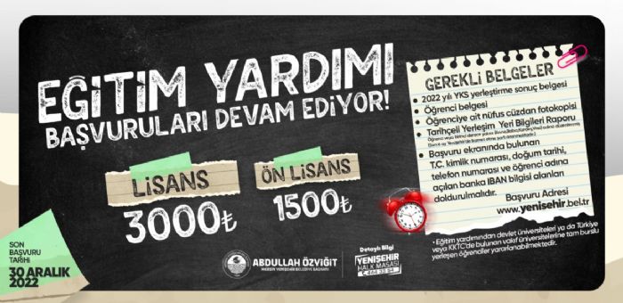 Yeniehir Belediyesi’nin eitim yardm bavurular devam ediyor...