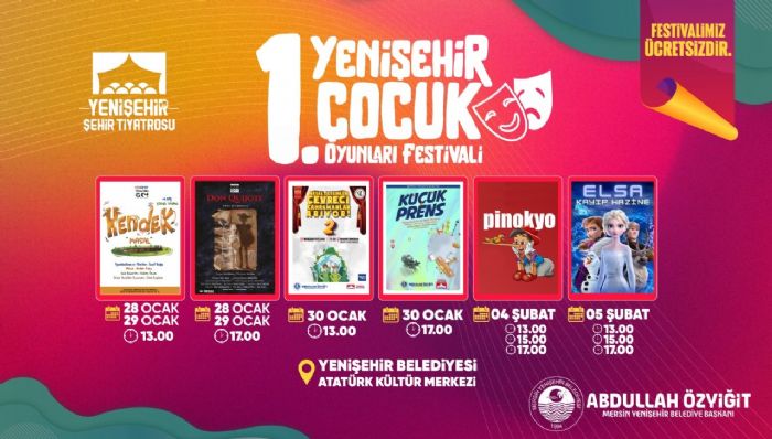 Yeniehir Belediyesinden ocuklara muhteem karne hediyesi,1.Yeniehir ocuk Oyunlar Festivali 28 Ocakta balyor...